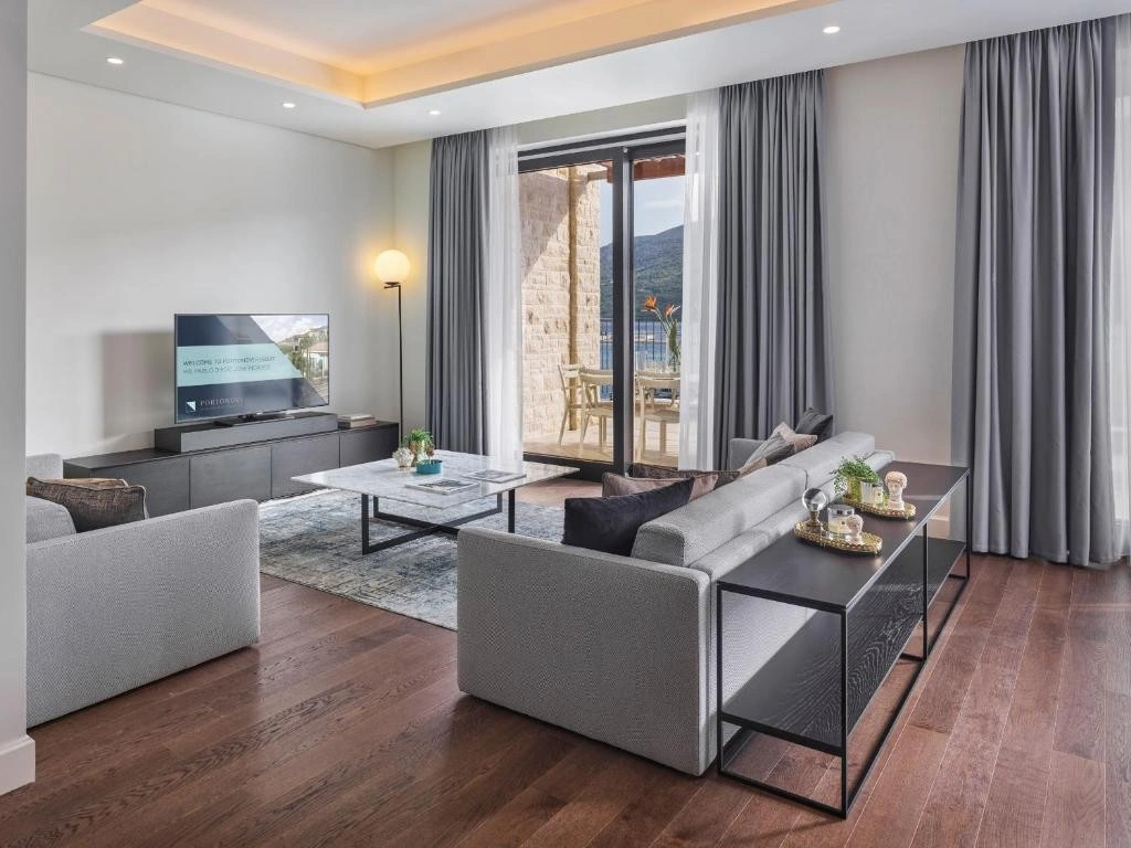Spacious Living Room in Portonovi Villa with Elegant Décor